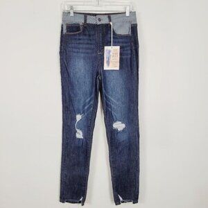 Wax Jeans High Rise‎ Skinny Shark Bit Raw Hem Ankle Jeans Size 27